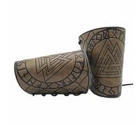 FHUILIJH Medieval Retro Leather Arm Guards Gauntlet - Cosplay Leather Wristband - for Stage Drama Opera Performance Props,Brown,18CM