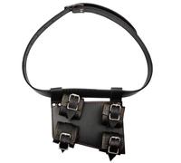 FHUILIJH Medieval Retro Leather Double Sword Frog - Adjustable Waist Sheath Scabbard Holder - Adjustable Sword Holster,Black,20cm