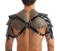 FHUILIJH Medieval Retro Leather Rivet Shoulder Armor - Cosplay Retro Chest Armor - for Stage Performance Props,Black,30cm