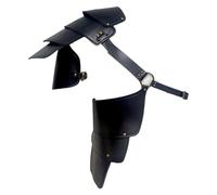 FHUILIJH Medieval Riveted Shoulder Guards Knight's Leather Shoulder Guard for Stage Performance Cosplay Props,Black,37cm