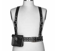 FHUILIJH Medieval Shoulder Bag - Leather Mobile Phone Waist Bag - for Movie And Tv Acting Cosplay Props Halloween Costume,Black,20cm