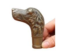 FHUILIJH Pure Copper Dog Head Walking Stick - Walking Stick Handle Replacement - Decorative Handles for Men and Women,Brass,8cm