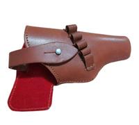 FHUILIJH Retro Single-Button Holster Cowhide Waist Gun Holster for Military Enthusiast Tactical Stage Performances,Red,18cm