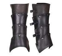 FHUILIJH Samurai PU Leather Leg Guards - Medieval Boot Covers - for Halloween Cosplay,Black,38cm