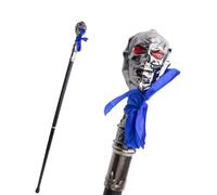 FHUILIJH Skull Walking Stick - Gentleman's Walking Cane Stick - Halloween Party Decorative Cosplay Costume Cane,Red,92cm