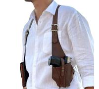 FHUILIJH Tactical Double Shoulder Underarm Holster, Invisible Quick-Draw Holster, for Larp Cosplay Costume Accessory,Brown,20cm