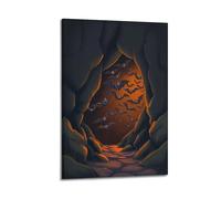 fhujgg Animal Poster A Bat Colony Leaving A Cave at Dusk Poster Wall Art Canvas Aesthetic Cover Painting for Living Room Bed Room 12x18inch(30x45cm) Frame-style