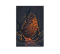 fhujgg Animal Poster A Bat Colony Leaving A Cave at Dusk Poster Wall Art Canvas Aesthetic Cover Painting for Living Room Bed Room 16x24inch(40x60cm) Unframe-style