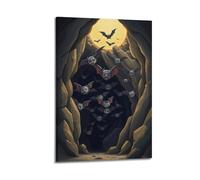 fhujgg Animal Poster A Bat Colony Leaving A Dark Cave Poster Wall Art Canvas Aesthetic Cover Painting for Living Room Bed Room 12x18inch(30x45cm) Frame-style