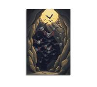 fhujgg Animal Poster A Bat Colony Leaving A Dark Cave Poster Wall Art Canvas Aesthetic Cover Painting for Living Room Bed Room 16x24inch(40x60cm) Unframe-style