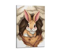 fhujgg Animal Poster A Burrowing Rabbit in Its Warren Poster Wall Art Canvas Aesthetic Cover Painting for Living Room Bed Room 16x24inch(40x60cm) Frame-style