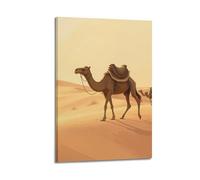 fhujgg Animal Poster A Camel Walking Across The Sandy Dunes Poster Wall Art Canvas Aesthetic Cover Painting for Living Room Bed Room 12x18inch(30x45cm) Frame-style