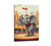 fhujgg Animal Poster A Circus Elephant Performing Tricks Poster Wall Art Canvas Aesthetic Cover Painting for Living Room Bed Room 24x36inch(60x90cm) Frame-style