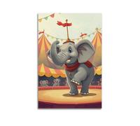 fhujgg Animal Poster A Circus Elephant Performing Tricks Poster Wall Art Canvas Aesthetic Cover Painting for Living Room Bed Room 08x12inch(20x30cm) Unframe-style