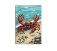 fhujgg Animal Poster A Crawling Crab on The Shore Poster Wall Art Canvas Aesthetic Cover Painting for Living Room Bed Room 12x18inch(30x45cm) Unframe-style
