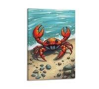 fhujgg Animal Poster A Crawling Crab on The Shore Poster Wall Art Canvas Aesthetic Cover Painting for Living Room Bed Room 08x12inch(20x30cm) Frame-style