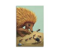 fhujgg Animal Poster A Echidna Searching for Ants Poster Wall Art Canvas Aesthetic Cover Painting for Living Room Bed Room 20x30inch(50x75cm) Unframe-style