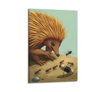 fhujgg Animal Poster A Echidna Searching for Ants Poster Wall Art Canvas Aesthetic Cover Painting for Living Room Bed Room 12x18inch(30x45cm) Frame-style