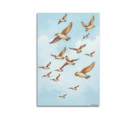 fhujgg Animal Poster A Flock of Birds Flying South Poster Wall Art Canvas Aesthetic Cover Painting for Living Room Bed Room 08x12inch(20x30cm) Unframe-style