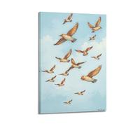 fhujgg Animal Poster A Flock of Birds Flying South Poster Wall Art Canvas Aesthetic Cover Painting for Living Room Bed Room 20x30inch(50x75cm) Frame-style