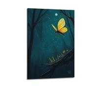 fhujgg Animal Poster A Glowing Firefly in The Dark Poster Wall Art Canvas Aesthetic Cover Painting for Living Room Bed Room 24x36inch(60x90cm) Frame-style