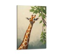 fhujgg Animal Poster A Graceful Giraffe Reaching for The Highest Leaves Poster Wall Art Canvas Aesthetic Cover Painting for Living Room Bed Room 20x30inch(50x75cm) Frame-style