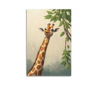 fhujgg Animal Poster A Graceful Giraffe Reaching for The Highest Leaves Poster Wall Art Canvas Aesthetic Cover Painting for Living Room Bed Room 12x18inch(30x45cm) Unframe-style