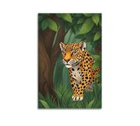 fhujgg Animal Poster A Hunting Leopard in The Trees Poster Wall Art Canvas Aesthetic Cover Painting for Living Room Bed Room 08x12inch(20x30cm) Unframe-style