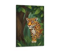 fhujgg Animal Poster A Hunting Leopard in The Trees Poster Wall Art Canvas Aesthetic Cover Painting for Living Room Bed Room 16x24inch(40x60cm) Frame-style