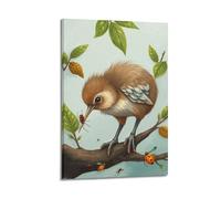 fhujgg Animal Poster A Kiwi Bird Searching for Insects Poster Wall Art Canvas Aesthetic Cover Painting for Living Room Bed Room 08x12inch(20x30cm) Frame-style