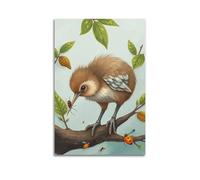 fhujgg Animal Poster A Kiwi Bird Searching for Insects Poster Wall Art Canvas Aesthetic Cover Painting for Living Room Bed Room 20x30inch(50x75cm) Unframe-style