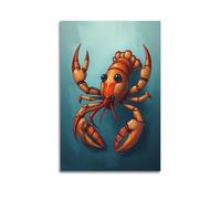 fhujgg Animal Poster A Lobster with Big Claws Poster Wall Art Canvas Aesthetic Cover Painting for Living Room Bed Room 20x30inch(50x75cm) Unframe-style