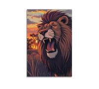 fhujgg Animal Poster A Majestic Lion Roaring at Sunrise Poster Wall Art Canvas Aesthetic Cover Painting for Living Room Bed Room 20x30inch(50x75cm) Unframe-style