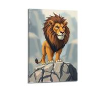 fhujgg Animal Poster A Majestic Lion Standing on Rocky Outcrop Poster Wall Art Canvas Aesthetic Cover Painting for Living Room Bed Room 16x24inch(40x60cm) Frame-style
