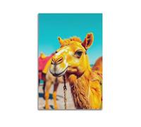 fhujgg Animal Poster Realistic Camel Vibrant Blue Sky Poster Wall Art Canvas Aesthetic Cover Painting for Living Room Bed Room 20x30inch(50x75cm) Unframe-style