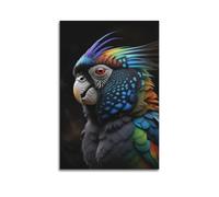 fhujgg Animal Poster Realistic Colorful Parrot Vibrant Feathers Poster Wall Art Canvas Aesthetic Cover Painting for Living Room Bed Room 12x18inch(30x45cm) Unframe-style