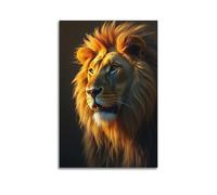 fhujgg Animal Poster Realistic Digital Art Lion Profile Poster Wall Art Canvas Aesthetic Cover Painting for Living Room Bed Room 08x12inch(20x30cm) Unframe-style