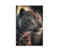 fhujgg Animal Poster Realistic Leopard Profile Glowing Light Poster Wall Art Canvas Aesthetic Cover Painting for Living Room Bed Room 08x12inch(20x30cm) Unframe-style
