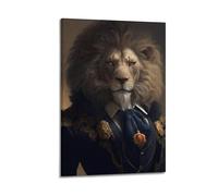 fhujgg Animal Poster Realistic Lion in Ornate Attire Poster Wall Art Canvas Aesthetic Cover Painting for Living Room Bed Room 12x18inch(30x45cm) Frame-style