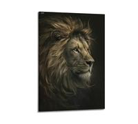 fhujgg Animal Poster Realistic Majestic Lion Portrait Poster Wall Art Canvas Aesthetic Cover Painting for Living Room Bed Room 08x12inch(20x30cm) Frame-style