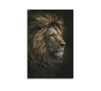 fhujgg Animal Poster Realistic Majestic Lion Portrait Poster Wall Art Canvas Aesthetic Cover Painting for Living Room Bed Room 16x24inch(40x60cm) Unframe-style