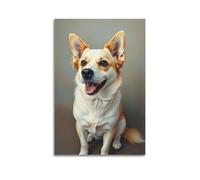 fhujgg Animal Poster Realistic Smiling Dog Portrait Poster Wall Art Canvas Aesthetic Cover Painting for Living Room Bed Room 12x18inch(30x45cm) Unframe-style