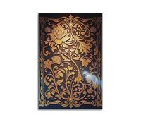 fhujgg Gold Floating Flowers with Black Background Poster Wall Art Canvas Aesthetic Cover Painting for Living Room Bed Room 08x12inch(20x30cm) Unframe-style