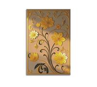 fhujgg Gold Flowers with Black Stems on Beige Poster Wall Art Canvas Aesthetic Cover Painting for Living Room Bed Room 16x24inch(40x60cm) Unframe-style
