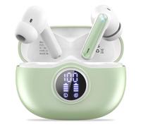 Fhumsh Wireless Earbuds, Bluetooth 5.3 Headphones HiFi Stereo 50H Playback LED Digital Display Ear Buds with ENC Noise Canceling Headset, IPX7 Waterproof Earphones for Gym/Running Pure Light green