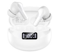 Fhumsh Wireless Earbuds Bluetooth 5.4 Headphones, Noise Cancelling Mic Ear Buds with 50H Playback, LED Digital Display, IPX7 Waterproof Earphones for Office/Running/Workout （White）