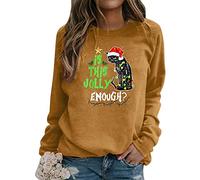 Fhuuly Women's Christmas Plaid Cat Print Long Sleeve T-Shirt Animal Pullover Colorblock Cute Sweatshirt Loose Jumper Blouse Tops, Xmas Gift for Ladies Girl (Yellow,M)
