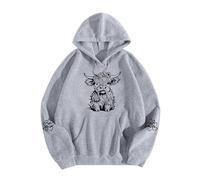 Fhuuly Women's Hoodies With Highland Cow Print - Casual Farm Life Sweatshirt For Western Cowgirl Lightweight Vintage Pullover Long Sleeve Hooded Tops (Grey, XL)