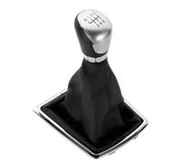 FHUWAZ Car Gear Knob for Focus 2 MK2 2005-2011 Kuga 2008-2012 with Gaiter Boot Leather Cover Accessory 5 6 Speed Car Gear Shift Knob(Sliver-6 Speed)