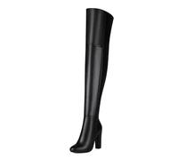 FHVCMTG High Heels Women's Chunky Heels Round Toe Over The Knee Boots Stretch Side Zip High Boot Fashion Party Winter Shoes-black||45